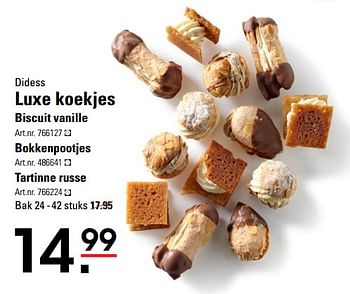 Aanbiedingen Didess luxe koekjes biscuit vanille - Didess - Geldig van 05/10/2017 tot 23/10/2017 bij Sligro