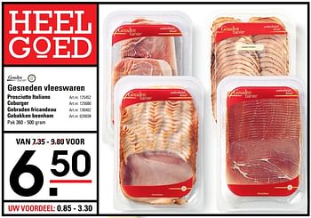 Aanbiedingen Gesneden vleeswaren prosciutto italiano - Gouden Banier - Geldig van 05/10/2017 tot 23/10/2017 bij Sligro