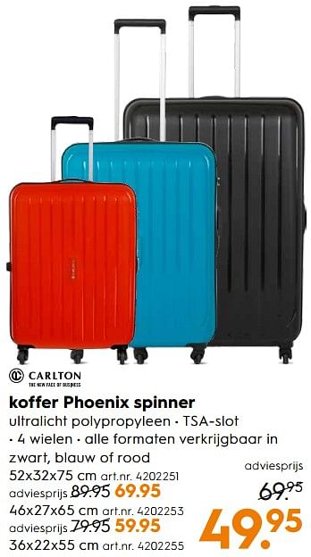 Aanbiedingen Koffer phoenix spinner - Carlton - Geldig van 07/10/2017 tot 18/10/2017 bij Blokker