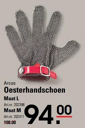 Aanbiedingen Arcos oesterhandschoen maat l - Arcos - Geldig van 05/10/2017 tot 23/10/2017 bij Sligro