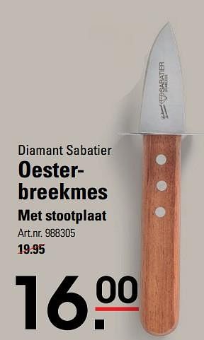 Aanbiedingen Diamant sabatier oesterbreekmes met stootplaat - Diamant Sabatier - Geldig van 05/10/2017 tot 23/10/2017 bij Sligro