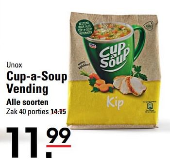 Aanbiedingen Unox cup-a-soup vending - Unox - Geldig van 05/10/2017 tot 23/10/2017 bij Sligro