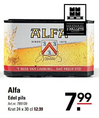 Aanbiedingen Alfa edel pils - Alfa - Geldig van 05/10/2017 tot 23/10/2017 bij Sligro