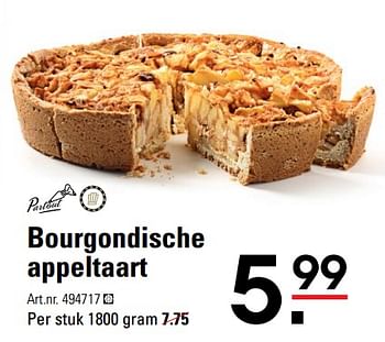 Aanbiedingen Bourgondische appeltaart - Partouse - Geldig van 05/10/2017 tot 23/10/2017 bij Sligro