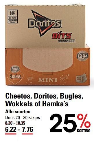 Aanbiedingen Cheetos, doritos, bugles, wokkels of hamka`s - Huismerk - Sligro - Geldig van 05/10/2017 tot 23/10/2017 bij Sligro