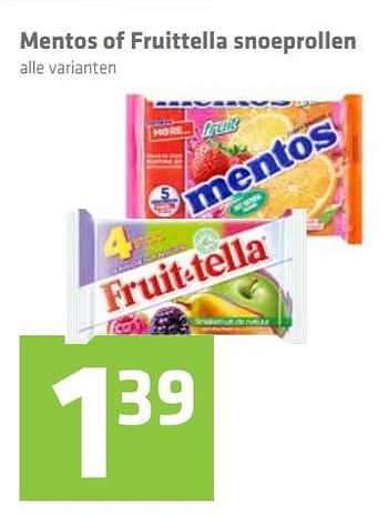 Aanbiedingen Mentos of fruittella snoeprollen - Fruittella - Geldig van 05/10/2017 tot 18/10/2017 bij Attent