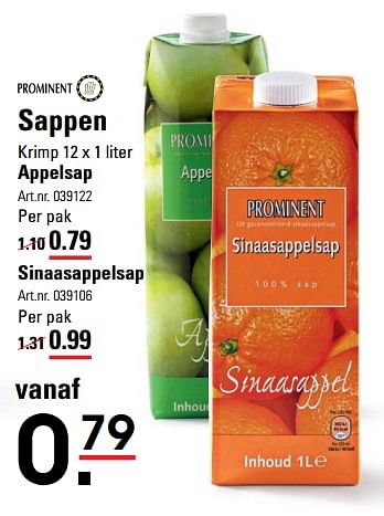 Aanbiedingen Sappen appelsap - Prominent - Geldig van 05/10/2017 tot 23/10/2017 bij Sligro