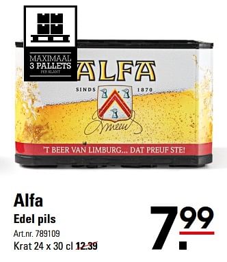 Aanbiedingen Alfa edel pils - Alfa - Geldig van 05/10/2017 tot 23/10/2017 bij Sligro