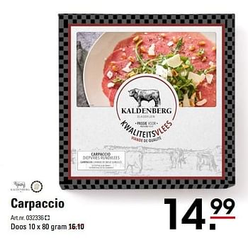 Aanbiedingen Carpaccio - Kaldenberg - Geldig van 05/10/2017 tot 23/10/2017 bij Sligro