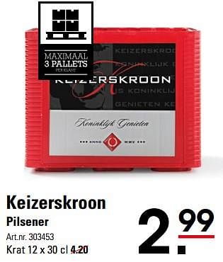 Aanbiedingen Keizerskroon pilsener - Keizerskroon - Geldig van 05/10/2017 tot 23/10/2017 bij Sligro