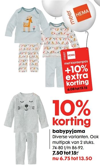Aanbiedingen Babypyjama - Huismerk - Hema - Geldig van 16/10/2017 tot 05/11/2017 bij Hema