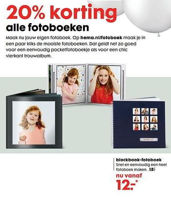 Aanbiedingen Blockbook-fotoboek - Huismerk - Hema - Geldig van 16/10/2017 tot 05/11/2017 bij Hema