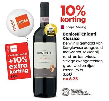 Aanbiedingen Bonicelli chianti classico - Rode wijnen - Geldig van 16/10/2017 tot 05/11/2017 bij Hema