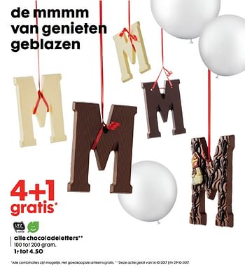 Aanbiedingen Chocoladeletters - Huismerk - Hema - Geldig van 16/10/2017 tot 05/11/2017 bij Hema