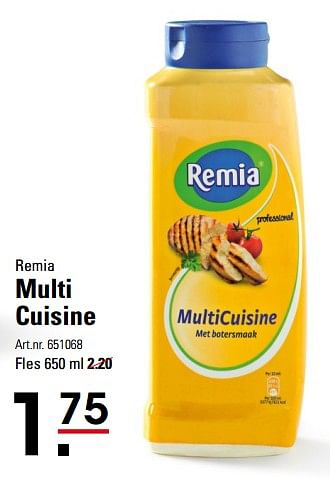 Aanbiedingen Remia multi cuisine - Remia - Geldig van 05/10/2017 tot 23/10/2017 bij Sligro