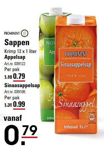 Aanbiedingen Sappen appelsap - Prominent - Geldig van 05/10/2017 tot 23/10/2017 bij Sligro