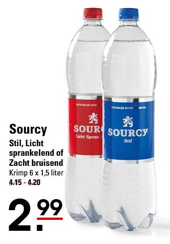 Aanbiedingen Sourcy stil, licht sprankelend of zacht bruisend - Sourcy - Geldig van 05/10/2017 tot 23/10/2017 bij Sligro