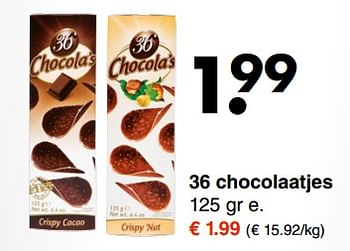 Aanbiedingen 36 chocolaatjes - Huismerk - Wibra - Geldig van 16/10/2017 tot 28/10/2017 bij Wibra
