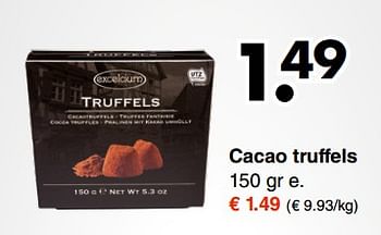 Aanbiedingen Cacao truffels - Excelcium - Geldig van 16/10/2017 tot 28/10/2017 bij Wibra