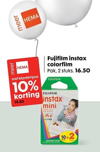 Aanbiedingen Fujifilm instax colorfilm - Fujifilm - Geldig van 16/10/2017 tot 05/11/2017 bij Hema