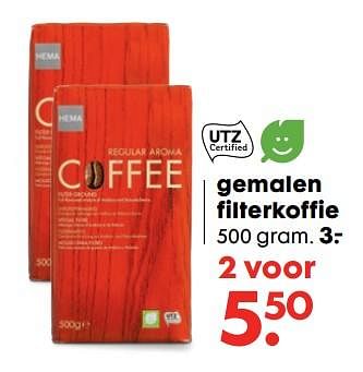 Aanbiedingen Gemalen filterkoffie - Huismerk - Hema - Geldig van 16/10/2017 tot 05/11/2017 bij Hema