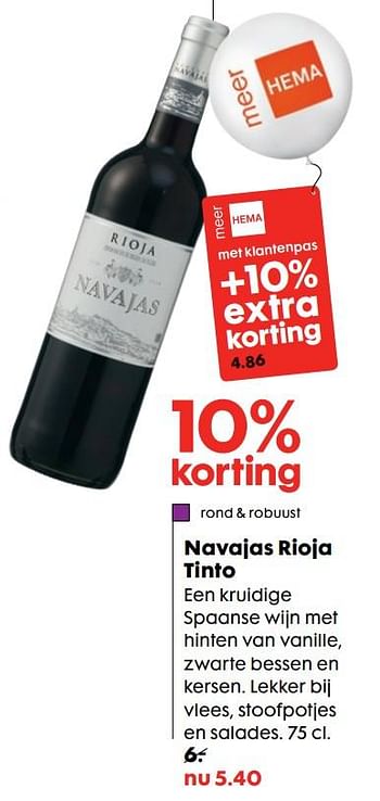 Aanbiedingen Navajas rioja tinto - Rode wijnen - Geldig van 16/10/2017 tot 05/11/2017 bij Hema