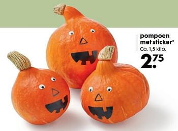 Aanbiedingen Pompoen met sticker - Huismerk - Hema - Geldig van 16/10/2017 tot 05/11/2017 bij Hema