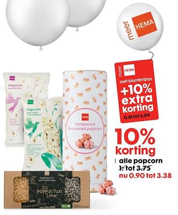 Aanbiedingen Popcorn - Huismerk - Hema - Geldig van 16/10/2017 tot 05/11/2017 bij Hema