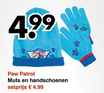 Aanbiedingen Paw patrol muts en handschoenen - PAW  PATROL - Geldig van 16/10/2017 tot 28/10/2017 bij Wibra