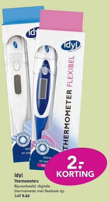 Aanbiedingen Idyl thermometers digitale thermometer met flexibele tip - Idyl - Geldig van 09/10/2017 tot 22/10/2017 bij D.I.O. Drogist