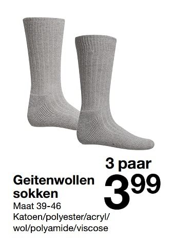 Aanbiedingen Geitenwollen sokken - Huismerk - Zeeman  - Geldig van 14/10/2017 tot 21/10/2017 bij Zeeman