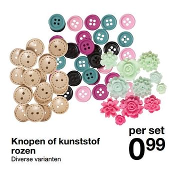 Aanbiedingen Knopen of kunststof rozen - Huismerk - Zeeman  - Geldig van 14/10/2017 tot 21/10/2017 bij Zeeman