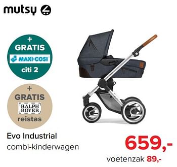 Aanbiedingen Evo industrial combi-kinderwagen - Mutsy - Geldig van 09/10/2017 tot 29/10/2017 bij Baby-Dump