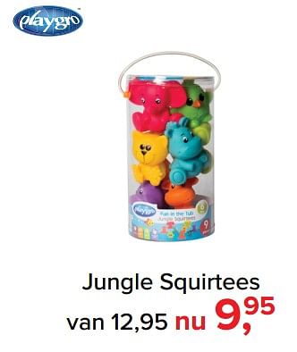 Aanbiedingen Jungle squirtees - Playgro - Geldig van 09/10/2017 tot 29/10/2017 bij Baby-Dump