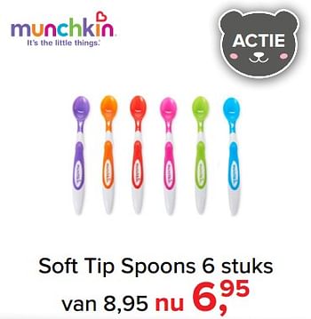 Aanbiedingen Soft tip spoons - Munchkin - Geldig van 09/10/2017 tot 29/10/2017 bij Baby-Dump
