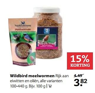 Aanbiedingen Wildbird meelwormen - Vogelbescherming Nederland - Geldig van 09/10/2017 tot 22/10/2017 bij Boerenbond