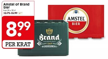 Aanbiedingen Amstel of brand bier - Huismerk - Em-té - Geldig van 15/10/2017 tot 21/10/2017 bij Em-té
