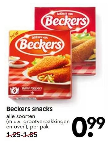 Aanbiedingen Beckers snacks - Beckers - Geldig van 15/10/2017 tot 21/10/2017 bij Em-té