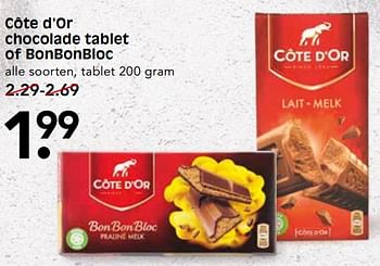 Aanbiedingen Côte d`or chocolade tablet of bonbonbloc - Cote D'Or - Geldig van 15/10/2017 tot 21/10/2017 bij Em-té