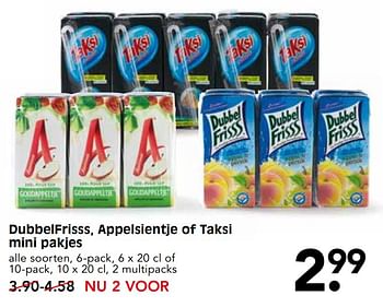 Aanbiedingen Dubbelfrisss, appelsientje of taksi mini pakjes - Huismerk - Em-té - Geldig van 15/10/2017 tot 21/10/2017 bij Em-té