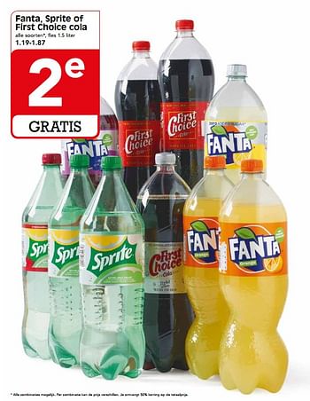 Aanbiedingen Fanta, sprite of first choice cola - Huismerk - Em-té - Geldig van 15/10/2017 tot 21/10/2017 bij Em-té