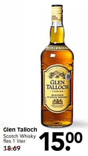 Aanbiedingen Glen talloch scotch whisky - Glen Talloch - Geldig van 15/10/2017 tot 21/10/2017 bij Em-té
