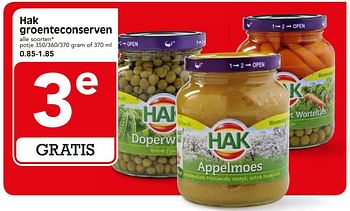 Aanbiedingen Hak groenteconserven - Hak - Geldig van 15/10/2017 tot 21/10/2017 bij Em-té