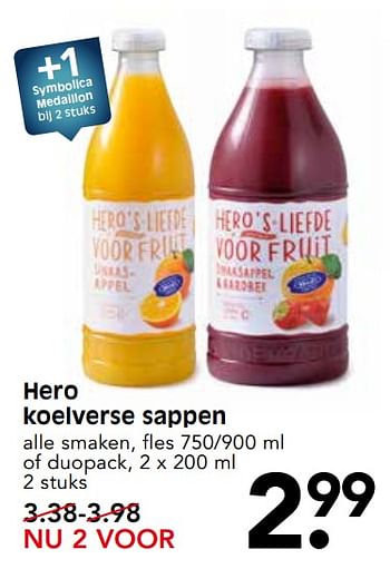 Aanbiedingen Hero koelverse sappen - Hero - Geldig van 15/10/2017 tot 21/10/2017 bij Em-té