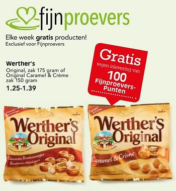 Aanbiedingen Werther`s original, zak of original caramel + crème - Werther's Original - Geldig van 15/10/2017 tot 21/10/2017 bij Em-té