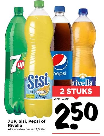 Aanbiedingen 7up, sisi, pepsi of rivella - Huismerk Vomar - Geldig van 15/10/2017 tot 21/10/2017 bij Vomar