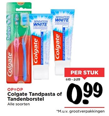 Aanbiedingen Colgate tandpasta of tandenborstel - Colgate - Geldig van 15/10/2017 tot 21/10/2017 bij Vomar