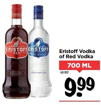 Aanbiedingen Eristoff vodka of red vodka - Eristoff - Geldig van 15/10/2017 tot 21/10/2017 bij Vomar