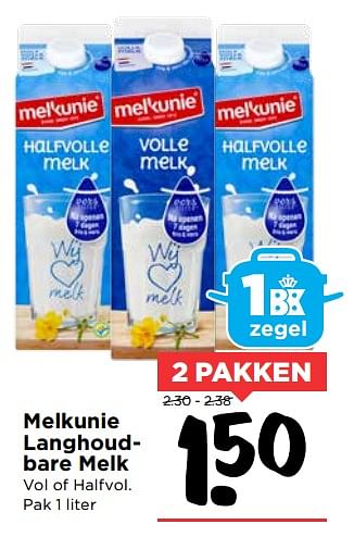 Aanbiedingen Melkunie langhoudbare melk - Melkunie - Geldig van 15/10/2017 tot 21/10/2017 bij Vomar