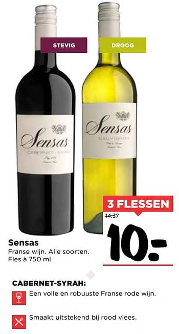 Aanbiedingen Sensas franse wijn - Rode wijnen - Geldig van 15/10/2017 tot 21/10/2017 bij Vomar